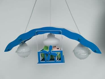 leqo oyuncaqları: Uşaq otağı üçün asma tavan lampası - Dizayn: Mavi-ağ rəngli, uşaq — 1