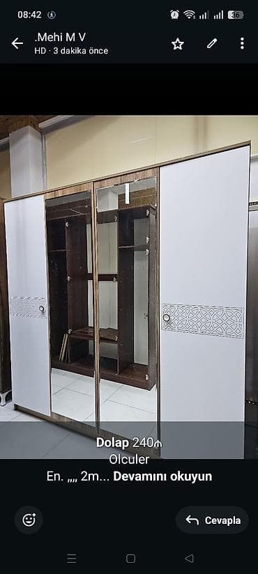 islenmis paltar dolabi: *Dolap* 240₼ Olculer En.,,, 2m Hudurluk.,,, 2m Derınlık. ,,, — 1