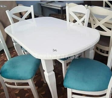qabaq ustol: Mətbəx üçün, Yeni, Açılmayan, Oval masa, 4 stul — 1