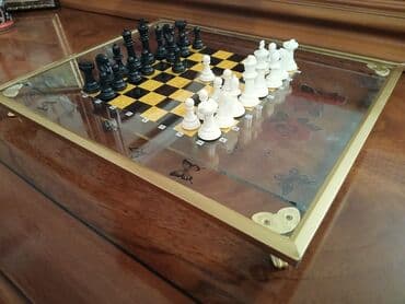 metbex ucun alcipan fiqurlari: Şüşə üstlü şahmat dəsti - Dekorativ şüşə masaüstü: üst səth şəffaf — 2