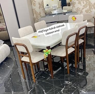 Qonaq otağı üçün, Yeni, Dördbucaq masa, 6 stul