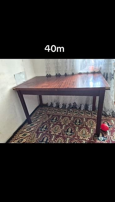 vitrin mebel sifarişi: Yemək/Qonaq masası – taxta, klassik dizayn. - Dördkünc forma, geniş — 1