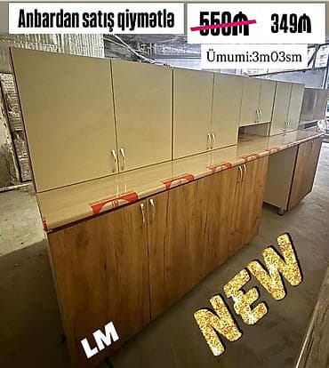 Mətbəx mebellərinin sifarişlə hazırlanması - Ümumi ölçü: 3 m 03 sm -