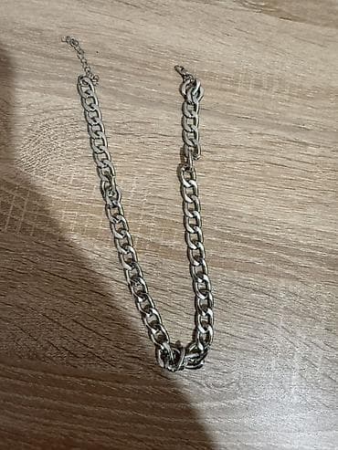 Бижутерия: Metal zəncir boyunbağı - Material: gümüş rəngli metal ərinti - — 1