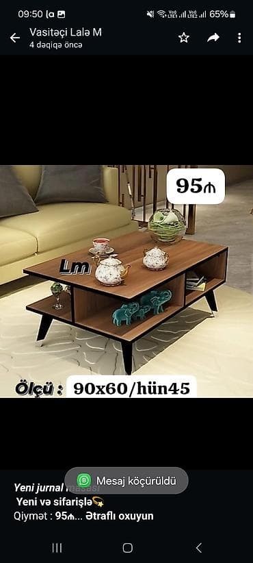 balkon masa: _*Yeni jurnal masası*_ *Yeni və sifarişlə💫* Qiymət : *95₼* Ölçü — 4