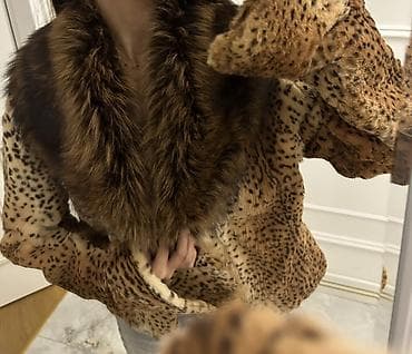 военная форма: Qadın kürkü – natural leopard naxışlı, tünd qəhvəyi tüklü geniş şal — 4