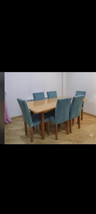 Для гостиной, Б/у, Прямоугольный стол, 6 стульев at lalafo.az Для гостиной, Б/у, Прямоугольный стол, 6 стульев
