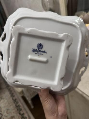 süfre: Tort və şiriniyyat qabı, rəng - Ağ, Farfor, Almaniya — 4