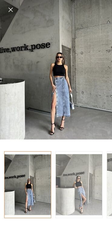 женские туфли с открытой пяткой: Миди Юбка, Джинс, S — 1