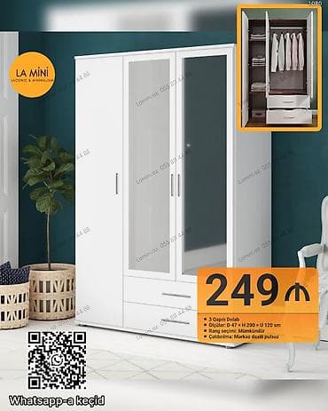 dehliz dolablar: Üç qapılı geyim dolabı – La Mini - Ölçülər: Dərinlik 47 sm, Hündürlük — 1