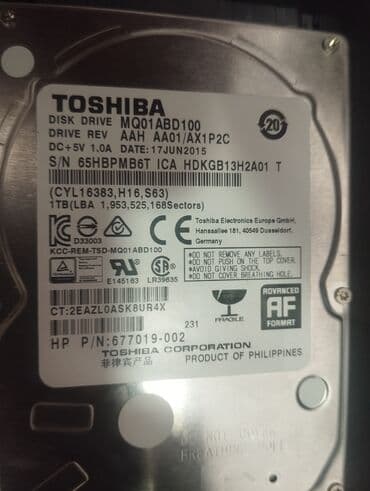 hard disk baku: Daxili Sərt disk (HDD) Toshiba, 1 TB, 10000 RPM, 2.5", Yeni — 2