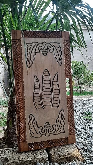 gemi sekilleri: Əl işı ilə oyma naxışlı taxta nərd taxtası - Material: bərk ağac (tam — 5