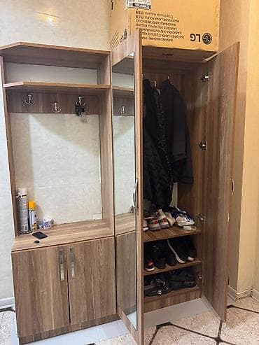 2 qapılı, Güzgülü, Qəhvəyi, Digər material, Açılan, Düz dolab