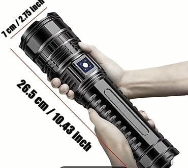 Şəkillər, tablolar: Super Güclü LED Fənər - Korpus: möhkəm metal gövdə, sürüşməyə qarşı — 1