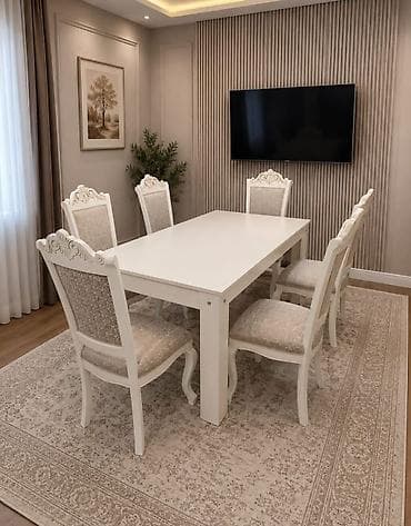Qonaq otağı üçün, İşlənmiş, Kvadrat masa, 6 stul — 1