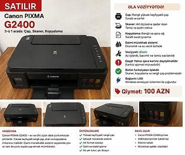 принтер canon: Canon PIXMA G2400 – 3‑ü 1 arada çoxfunksiyalı qurğu: rəngli çap — 1