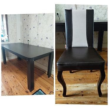 masa acılan: Qonaq otağı üçün, İşlənmiş, Kvadrat masa, 6 stul — 1