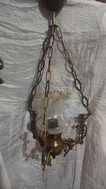 antik stullar: Antik asma şamdan-lampa - Material: bürünc gövdə və dekorativ döymə — 2