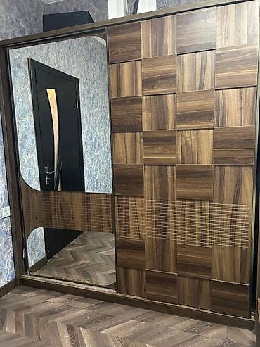 paltar dolabı: 2 qapılı, Güzgülü, Qəhvəyi, Taxta, Kupe, Düz dolab — 1