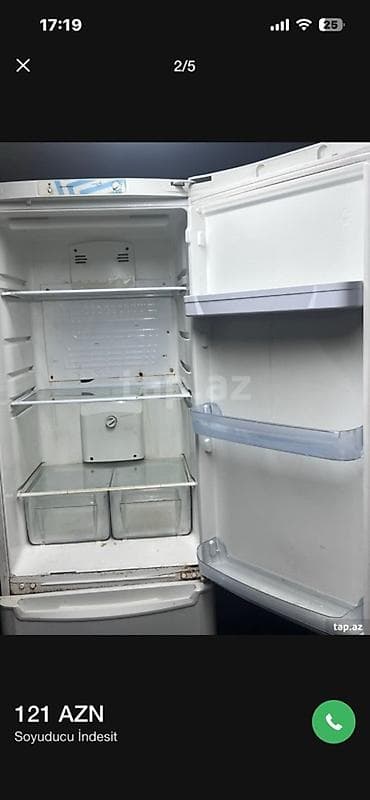 soba satilir: İşlənmiş 2 qapılı Indesit Soyuducu Satılır, rəng - Ağ — 3