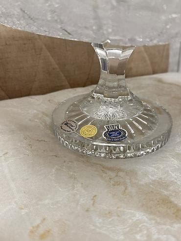 xrustal konfet qabı: Şüşə/kristal ayaqlı meyvə və şirniyyat qabı 2 eded Tom Bohemia ağir — 3