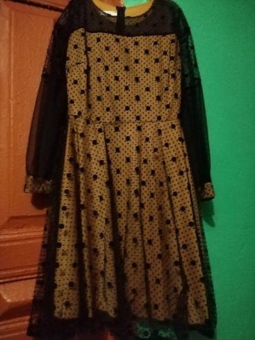 Qadın paltarı – qara tor örtüklü, xallı dizayn - Model: A-kəsim lalafo.az -da Qadın paltarı – qara tor örtüklü, xallı dizayn - Model: A-kəsim