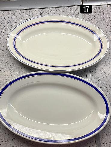 Oval formal yemək sinisi dəsti (2 ədəd) - Material: keramika/çəhrayı — 1