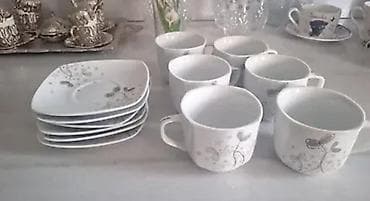 Çay dəsti, rəng - Ağ, Keramika, 6 nəfərlik