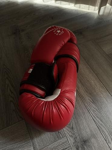 Maskalar, eynəklər: TOP TEN Fighter boks əlcəkləri – 12 oz - Rəng: qırmızı, ağ detallarla — 1