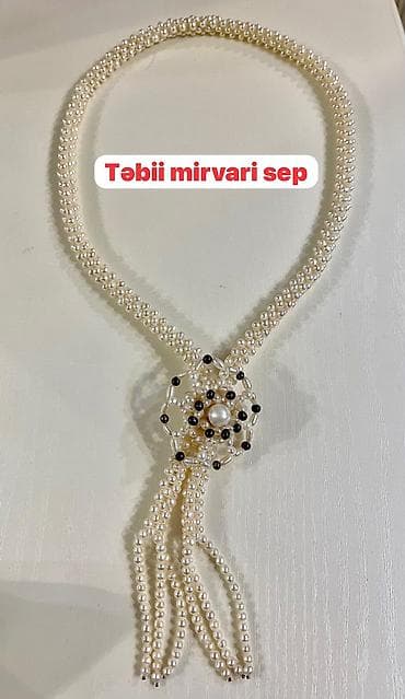 kolyeler: Təbii mirvari sep - Çoxsıralı dizayn: 4 qat mirvari ipi - Mirvari — 1