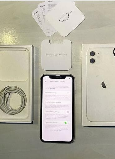 iphone 11 case: IPhone 11, 128 GB, Ağ, Zəmanət, Kredit, Simsiz şarj — 6