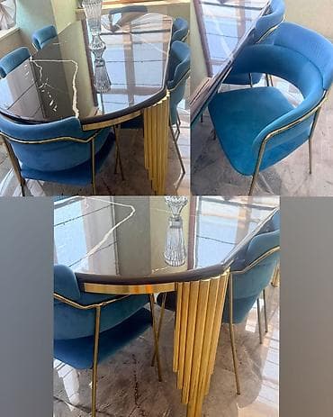 Qonaq otağı üçün, İşlənmiş, Oval masa, 6 stul