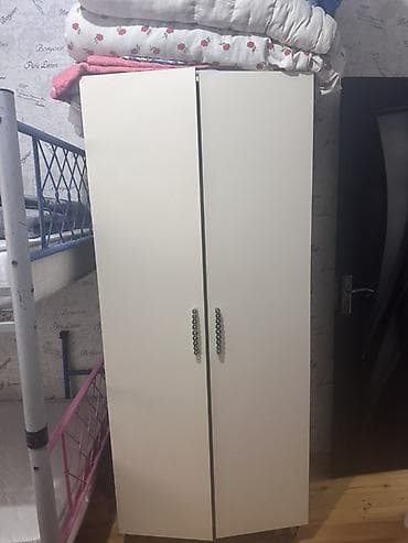 2 qapılı, Təkərli, Ağ, Açılan, Düz dolab — 1