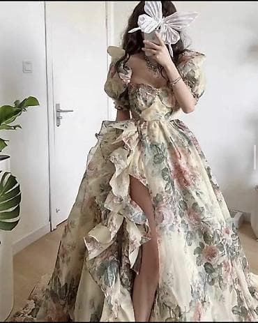Romantik çiçək naxışlı ziyafət-gecə geyimi - Stil: Vintage ilhamlı