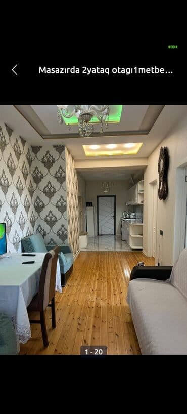 Masazırda 2 yataq otağı + 1 mətbəxli mənzil. Xüsusiyyətlər: - Geniş