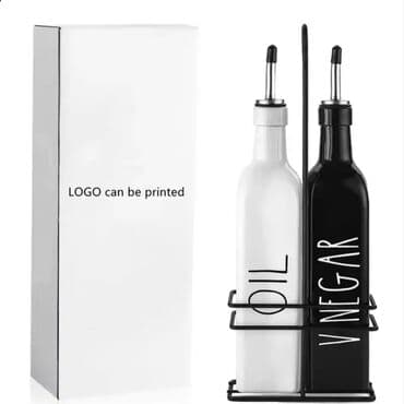 Süfrə qab-qacaqı: Mətbəx üçün yağ və sirkə dispenser dəsti - 2 ədəd şüşə butulka: biri — 4