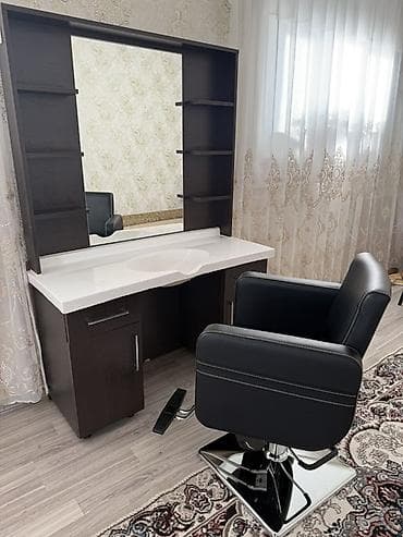 dekorativ əşyalar: Bərbər/gözəllik salonu üçün işçi masa və kreslo dəsti - Geniş güzgülü — 1