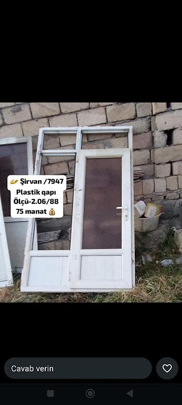 r 15 4 bolt: Plastik qapı və pəncərə məhsulları - 3 ədəd plastik qapı: ölçü 206x88 — 5