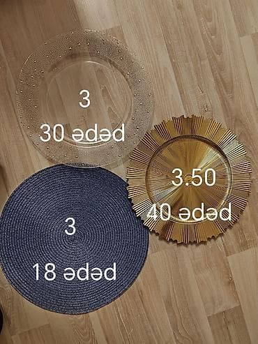 toy dekor: Dekor və süfrə dəsti – müxtəlif növ aksesuarlar - Şarjer boşqablar — 1