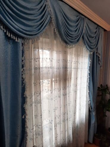 işlənmiş pərdə: İşlənmiş, Pərdə, rəng - Göy — 7