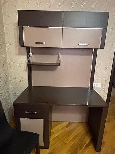 ofis dolab: İş masası və komod dəsti - Rəng: tünd qəhvəyi və bej kombinasiyası — 4