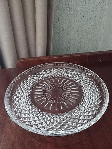 Qalin agir xrustal podnos qabi,defektsiz,diametr 25 sm,70-80 illerin — 3