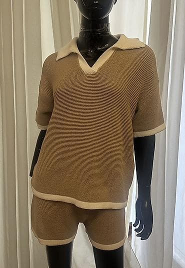 stringer alt geyimi: Trikotaj iki hissəli dəst – köynək və şort - Model: qısaqol trikotaj — 1