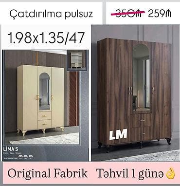 3 reqemi: DOLAB 3 qapılı FABRİK İSTEHSALI Qiymət : 259₼ Mebellərimiz yeni — 1