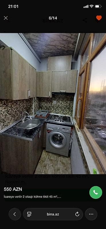 Kirayə – 2 otaqlı mənzil, Bakı, Nəsimi rayonu Qiymət: 550 AZN (şəkildə — 6