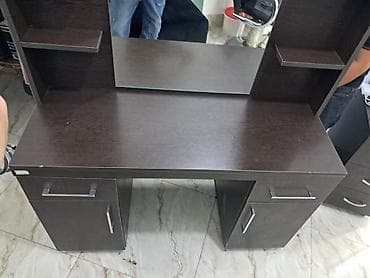 tibbi ref: Salon üçün güzgülü iş masası - Material: qəhvəyi laminat MDF - Ölçü — 4