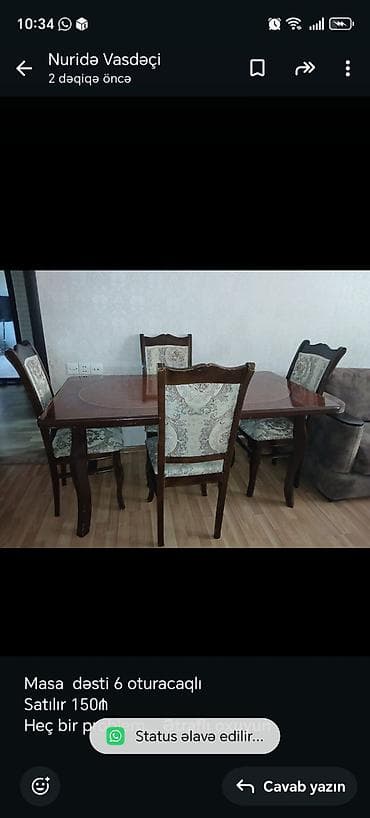Qonaq otağı üçün, 6 stul