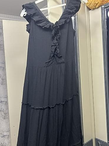 Qara rəngli qadın paltarı - Stil: Bohem/romantik, geniş kəsim - Boy