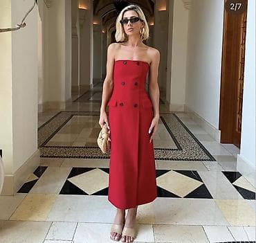 beli: Zara limited kolleksiyadan Qırmızı strapless midi don. Olchu L (38-40) — 1