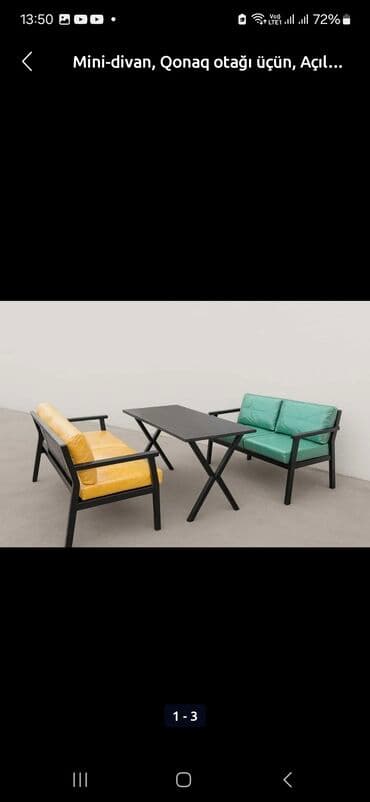 стол кухонный: Dördbucaq masa, Açılmayan, Skameykalar ilə, Metal — 5